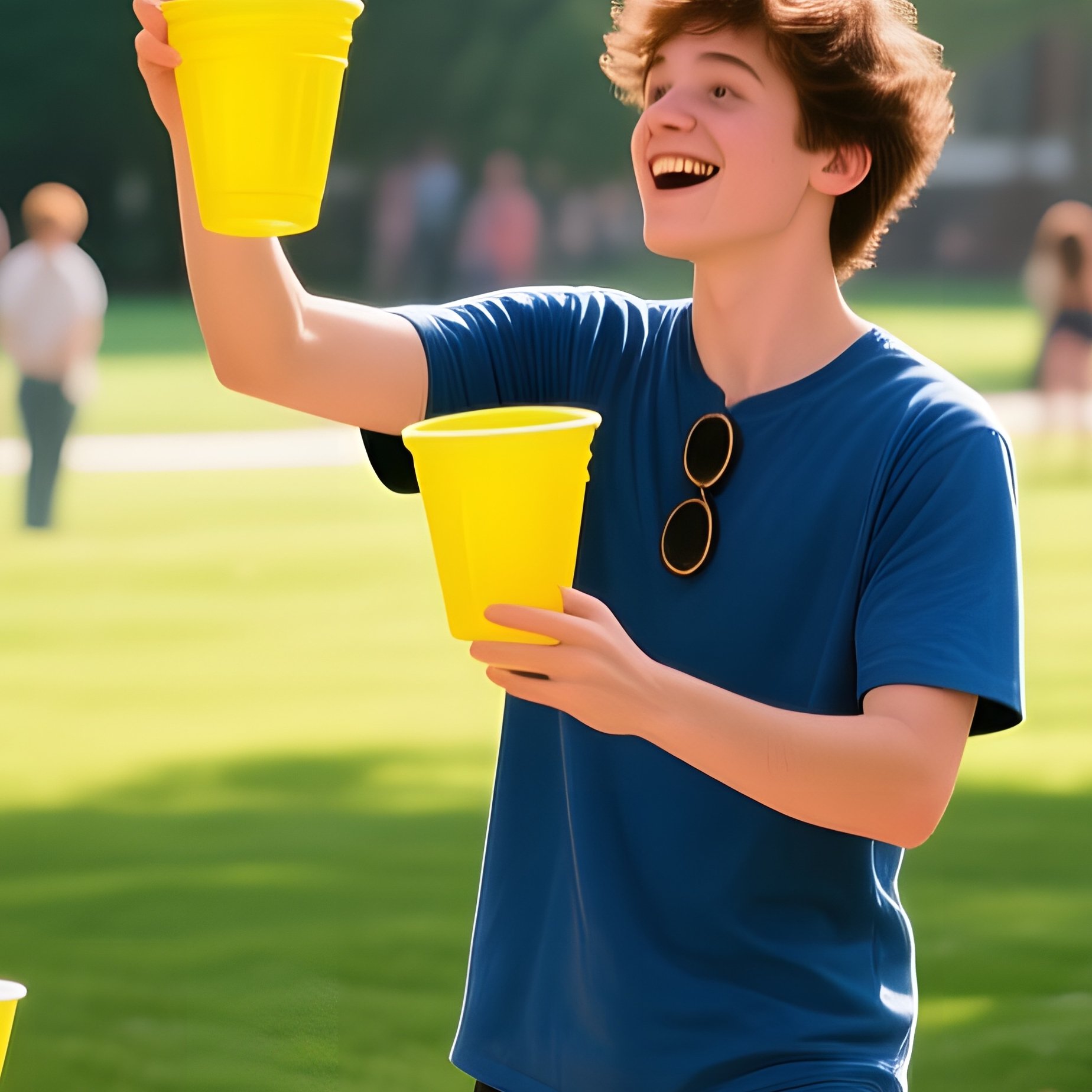 College Campus Quad Lunchtime Cup And Ball Trick - Full Resolution Quality Preview