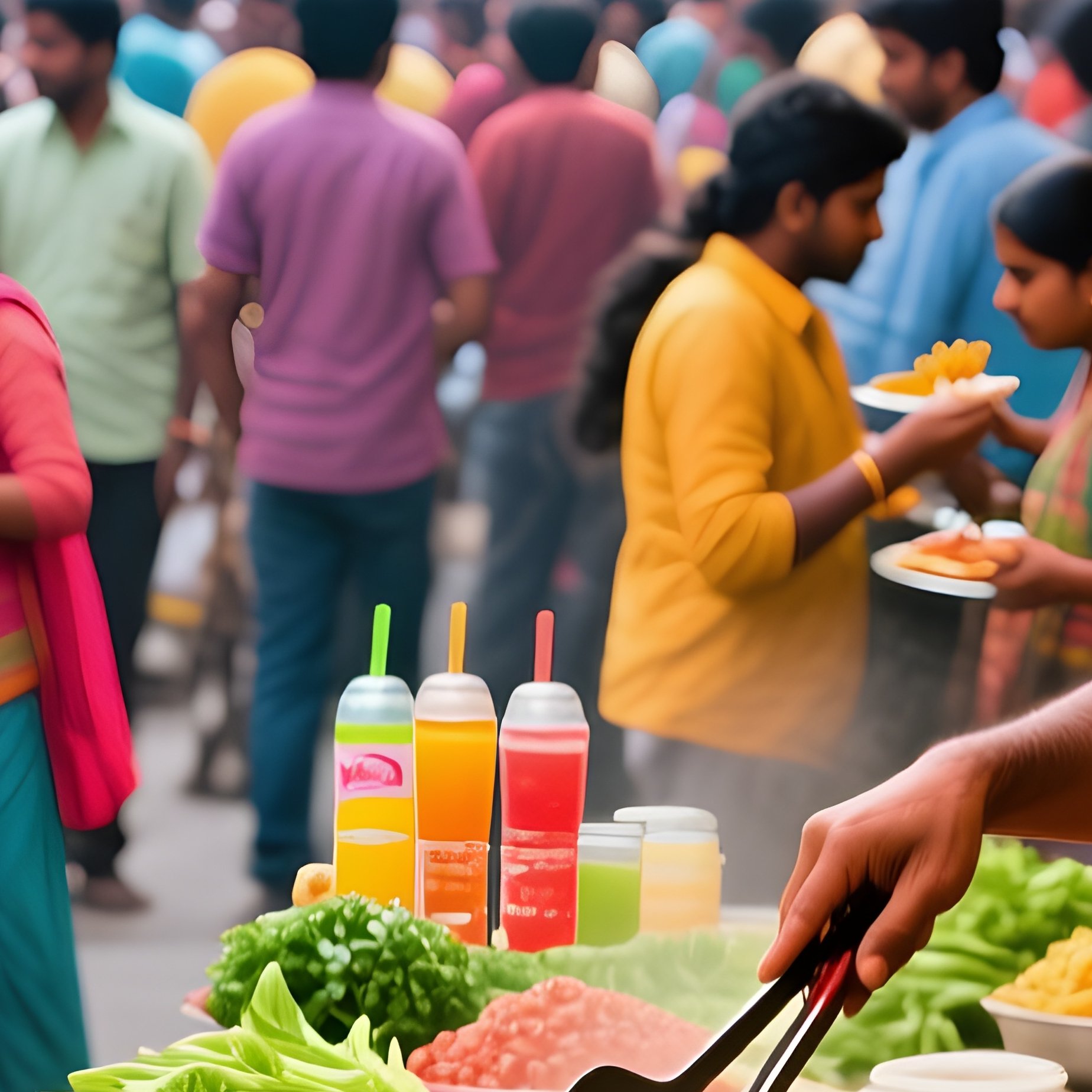 Colorful Chaotic Street Chaat Market - Full Resolution Quality Preview