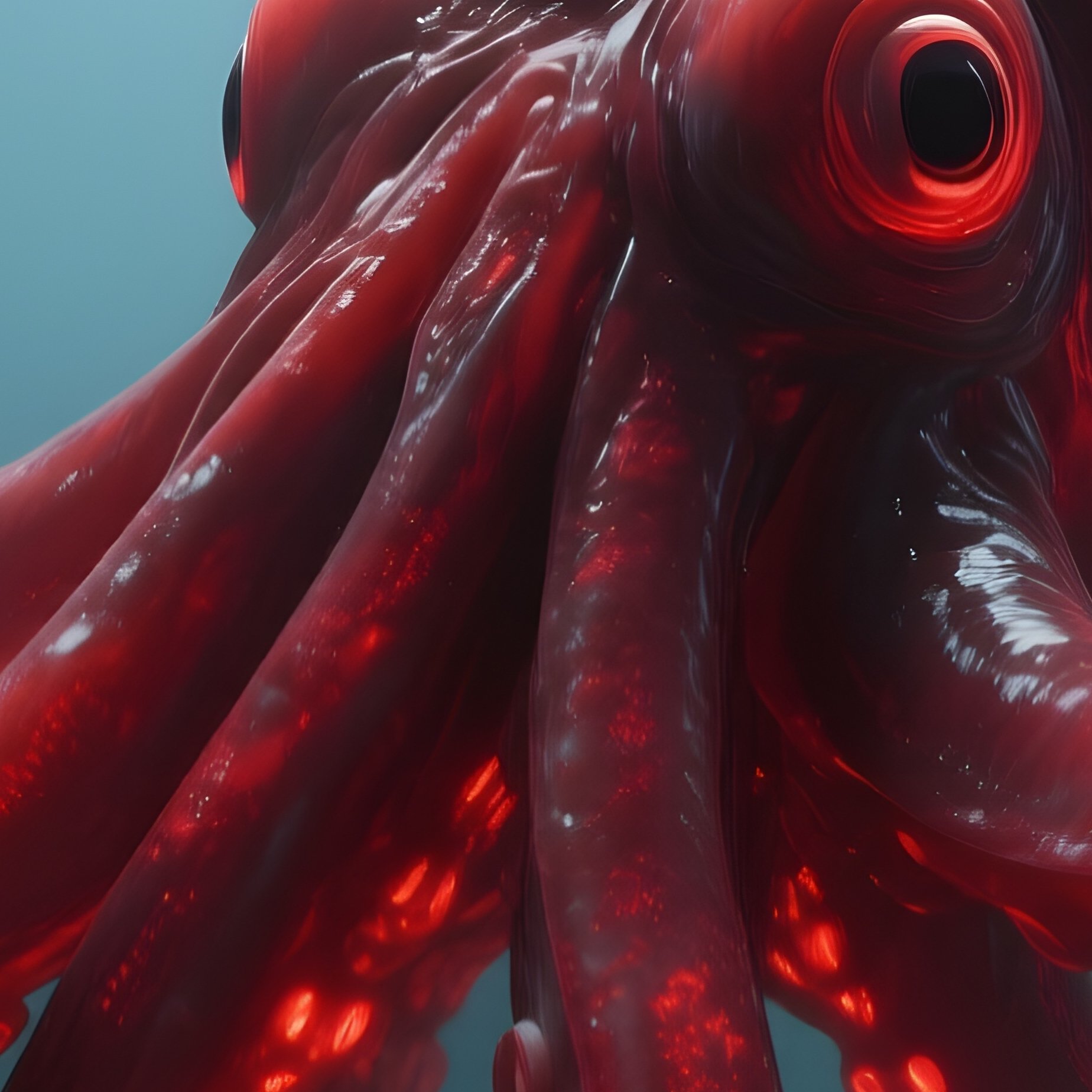 Colossal Squid – Heavy Hooked Limbs And Deep Red Glowing Skin. - Full Resolution Quality Preview