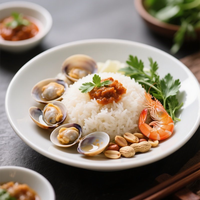 Cơm Hến Rice With Baby Clams, Herbs, Peanuts, And Shrimp Paste