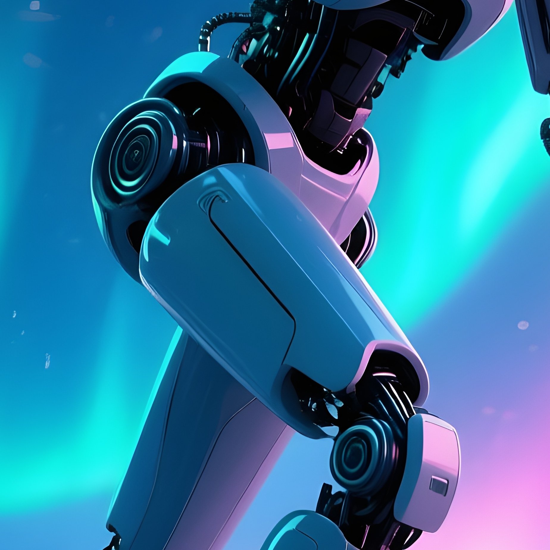 Comet Vale Robot Under Aurora Sky - Full Resolution Quality Preview