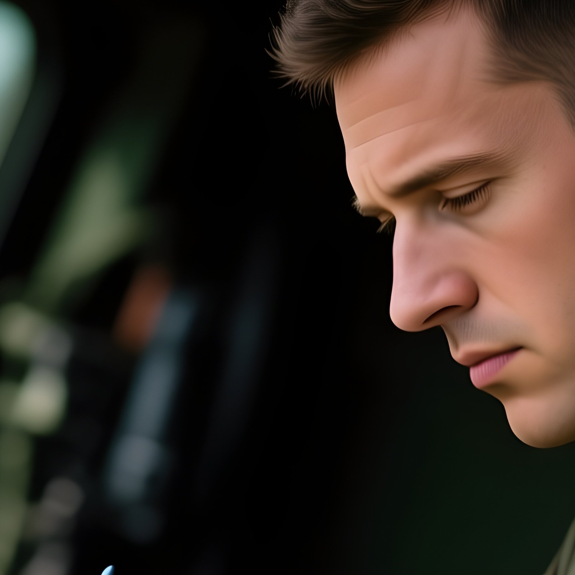 Commander Writing Notes Under Shade Of Vehicle - Full Resolution Quality Preview