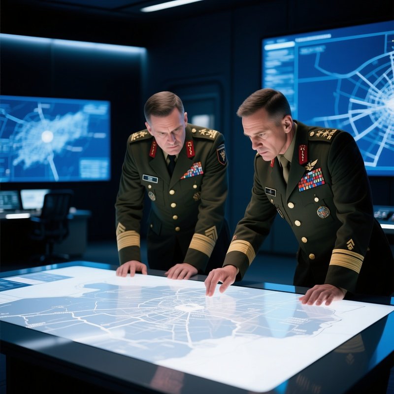 Commanders Review Maps Digital Table