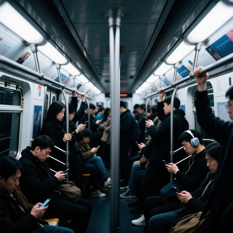 Commuter Crush Subway Car