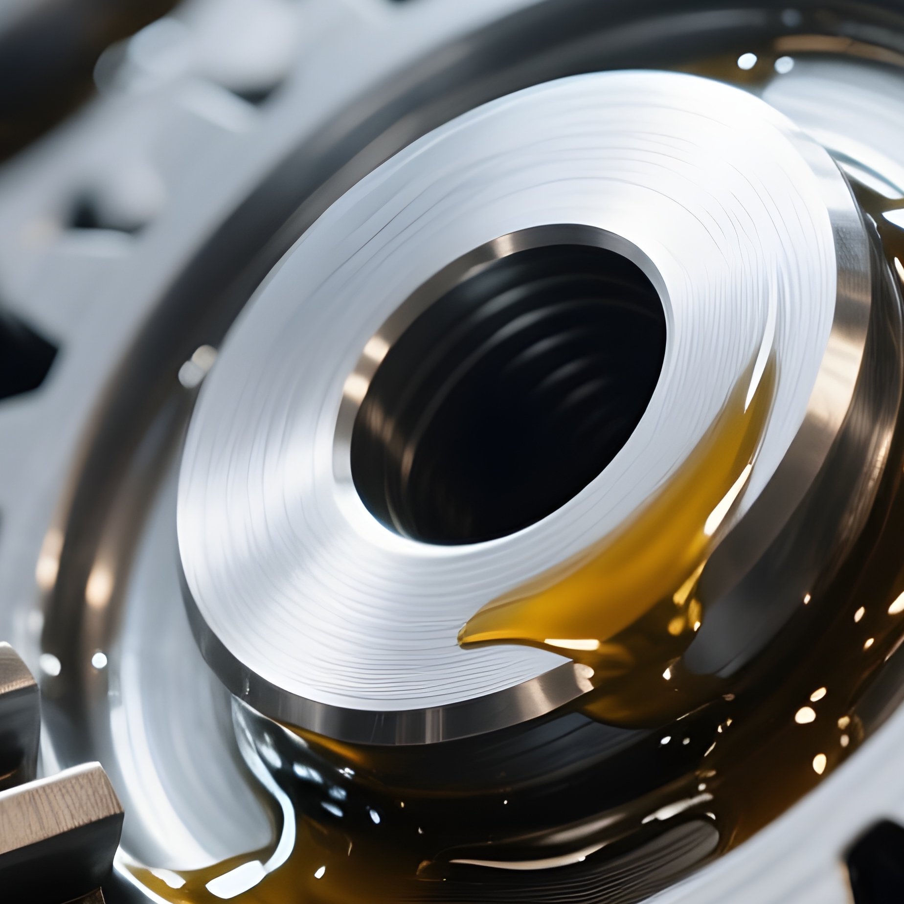 Complex Metal Gear Mechanism Oiled Turning Industrial Efficiency - Full Resolution Quality Preview