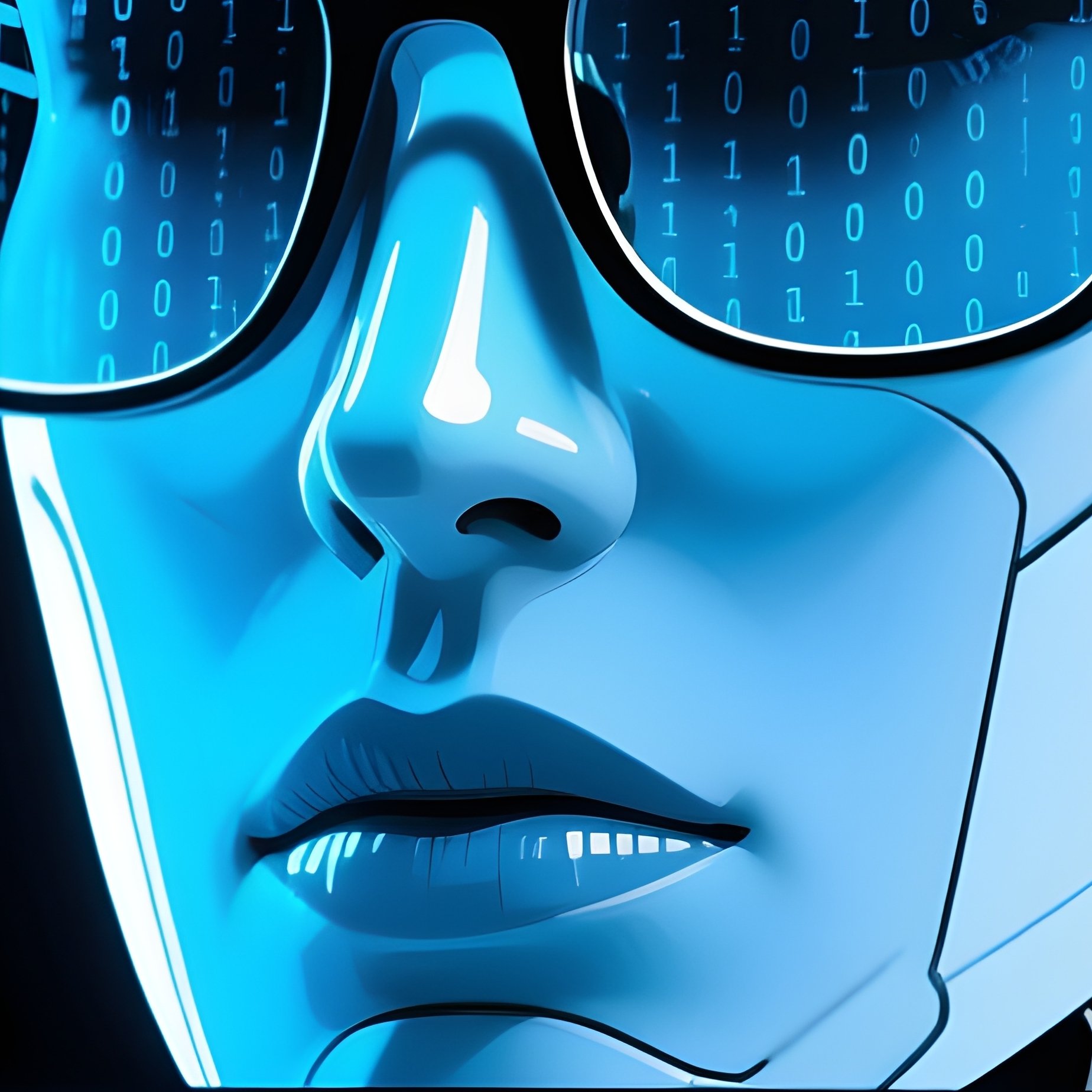 Computer With Binary Code Reflected In Glasses 2 - Full Resolution Quality Preview