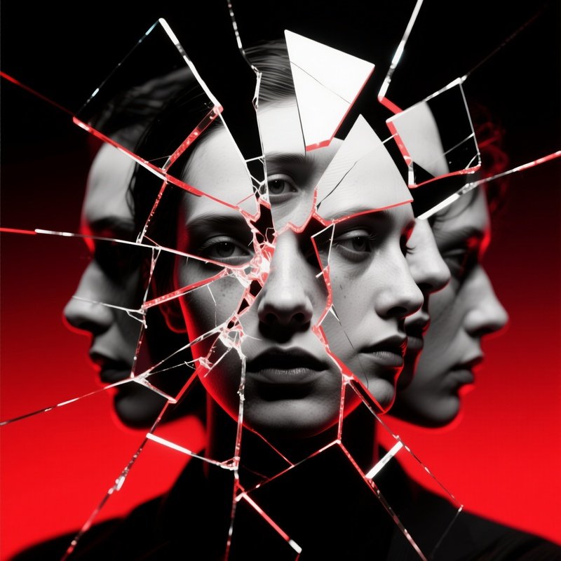 Conceptual Artistic Abstract Portrait With Fragmented Faces