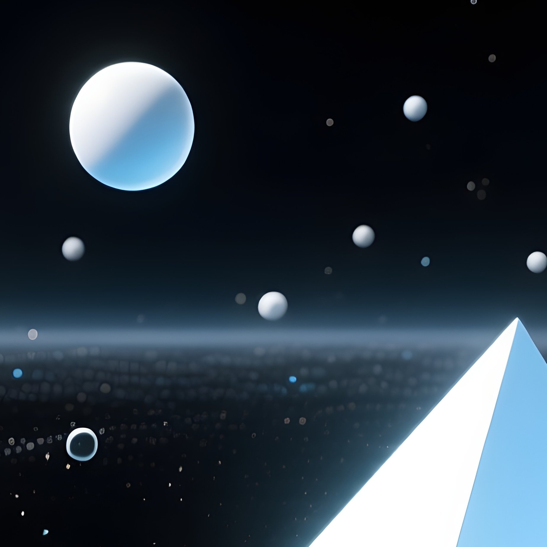 Conceptual Artistic Abstract Void With Floating Geometric Shapes - Full Resolution Quality Preview