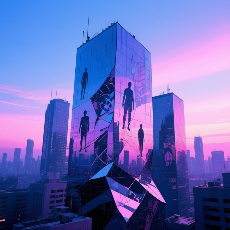 Conceptual Artistic Urban Landscape With Reflective Surfaces