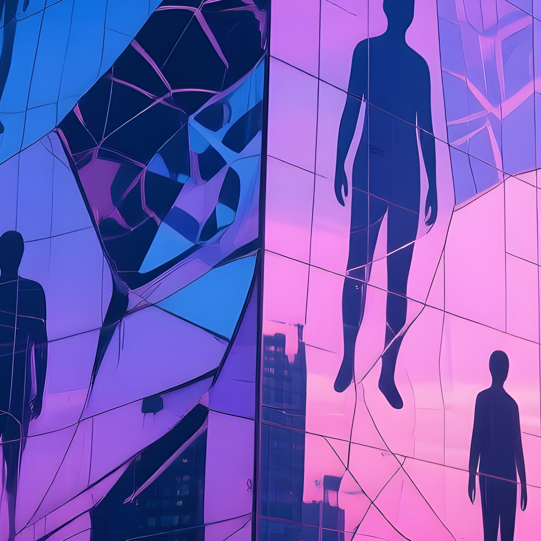 Conceptual Artistic Urban Landscape With Reflective Surfaces - Full Resolution Quality Preview