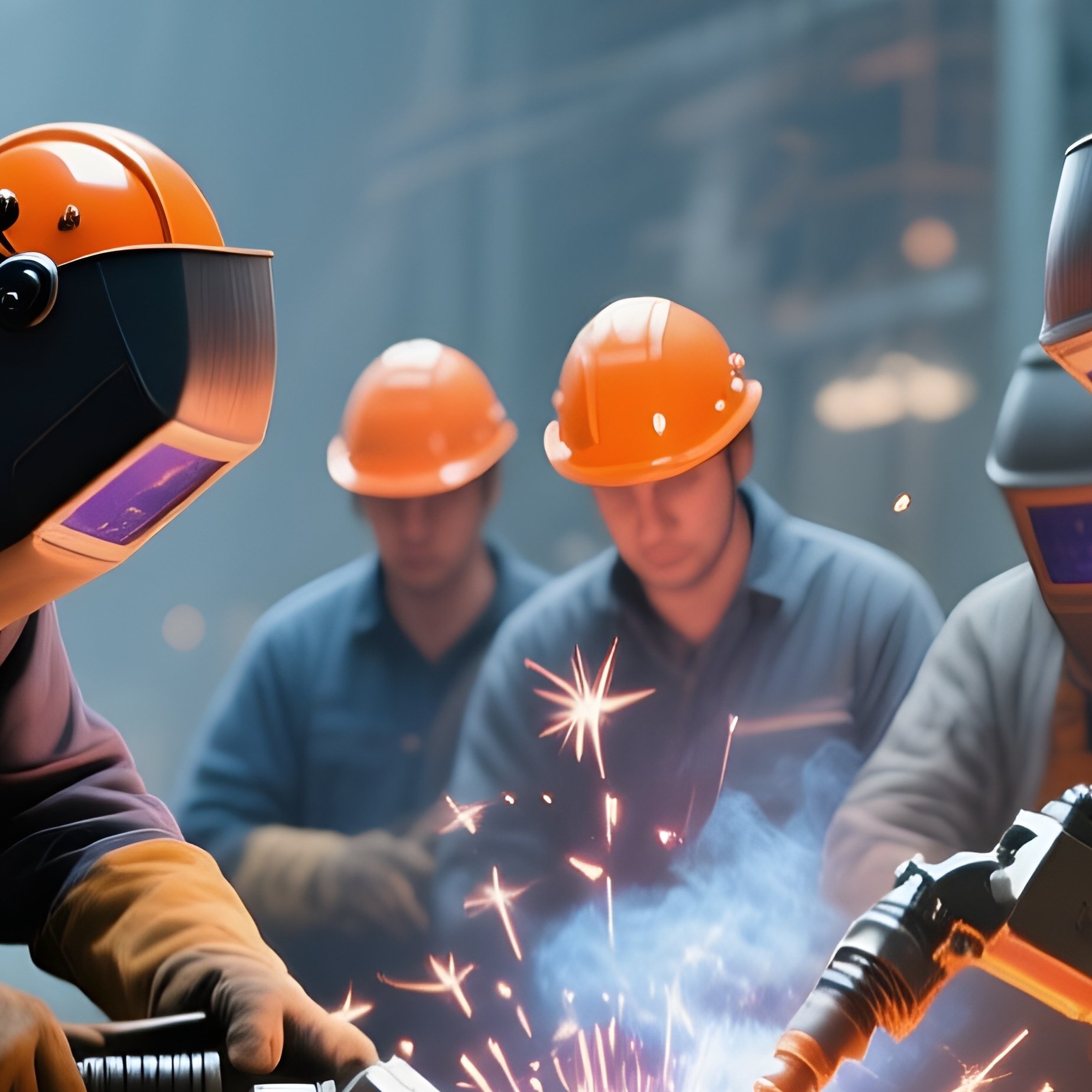 Conceptual Image Team Welding Steel Pipes Industrial Site - Full Resolution Quality Preview