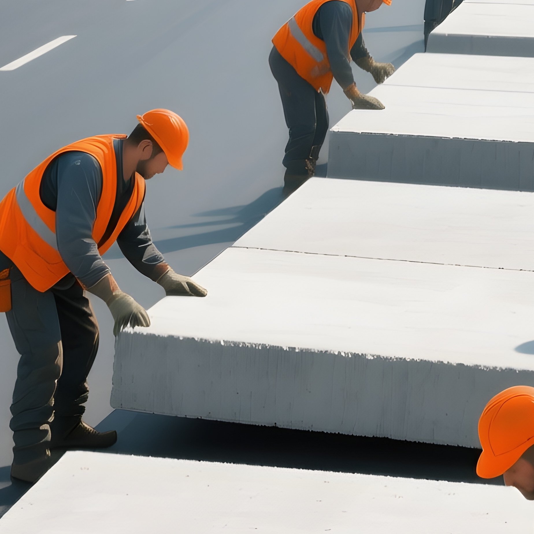 Conceptual Workers Aligning Concrete Slabs On Road - Full Resolution Quality Preview
