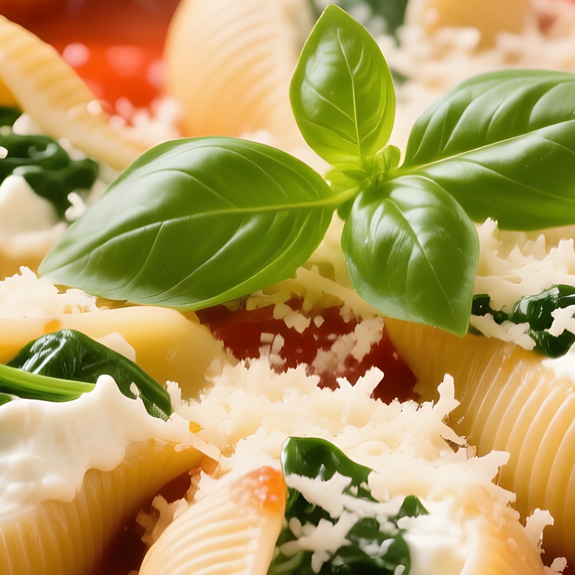 Conchiglie Ripiene Stuffed Pasta Shells Filled With Ricotta Spinach Baked With Tomato Sauce - Full Resolution Quality Preview