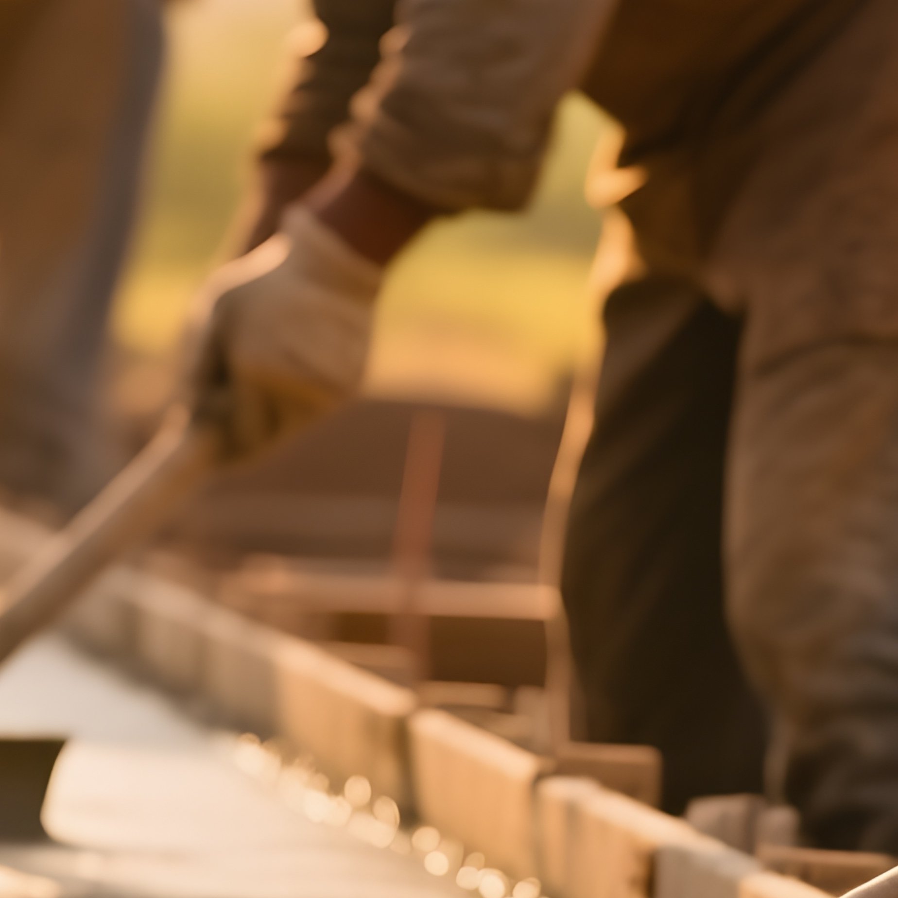 Concrete Smoothing Workers Golden Afternoon Light - Full Resolution Quality Preview