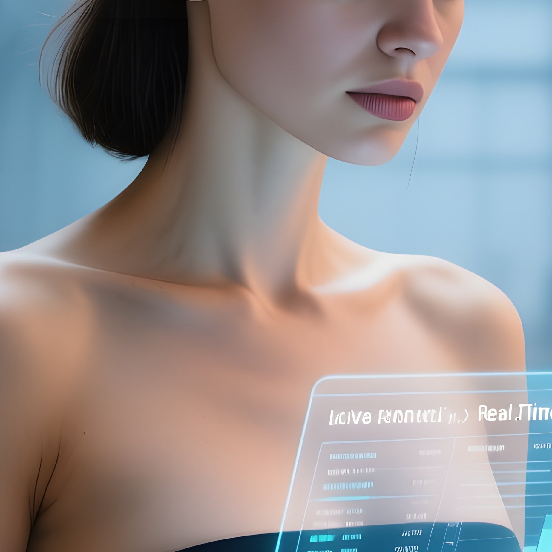 Connected Floor Factory Hall With Woman Holding Tablet - Full Resolution Quality Preview