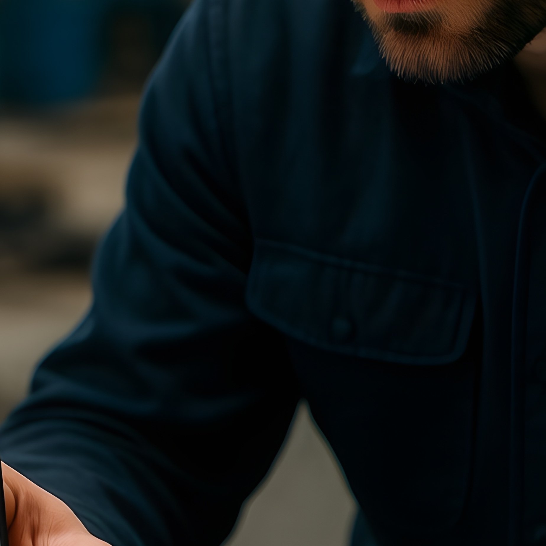 Construction Manager Reviewing 3D Model On Tablet Amid Machinery - Full Resolution Quality Preview