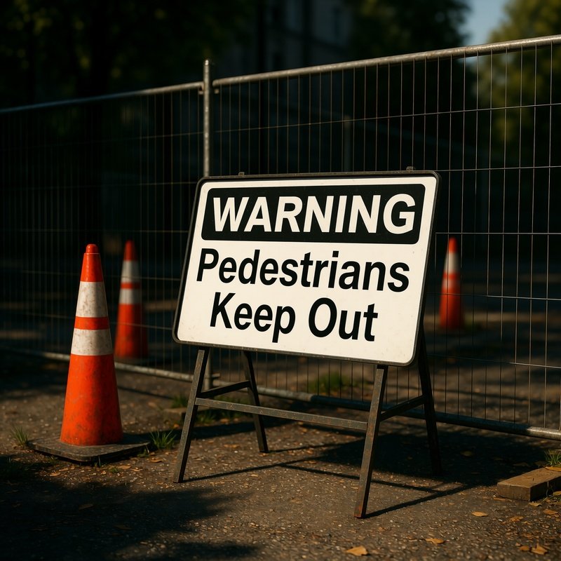 Construction Sign Warning Pedestrians Photorealistic