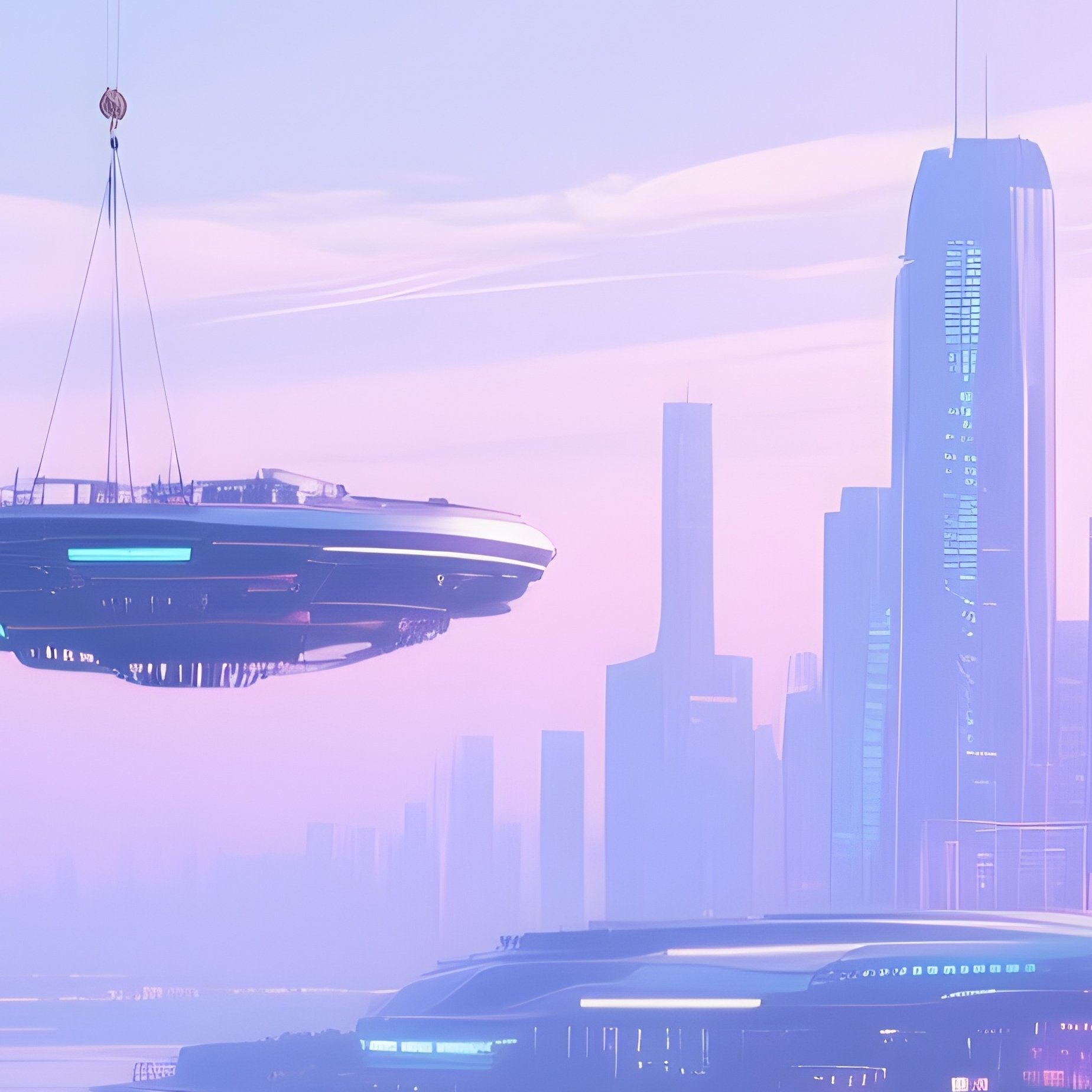 Construction Site River Cranes Barges Sci Fi - Full Resolution Quality Preview