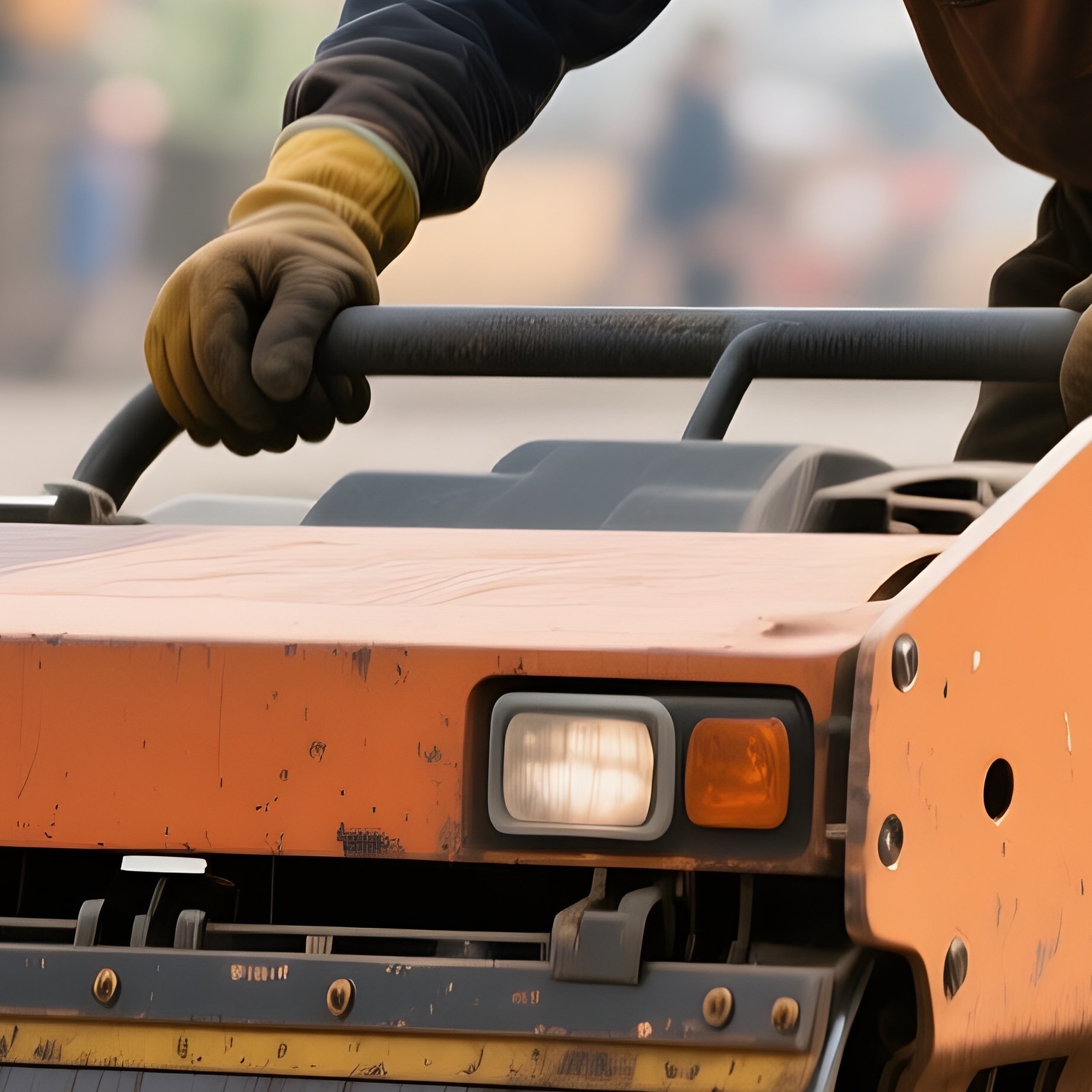 Construction Worker Road Roller Photorealistic - Full Resolution Quality Preview