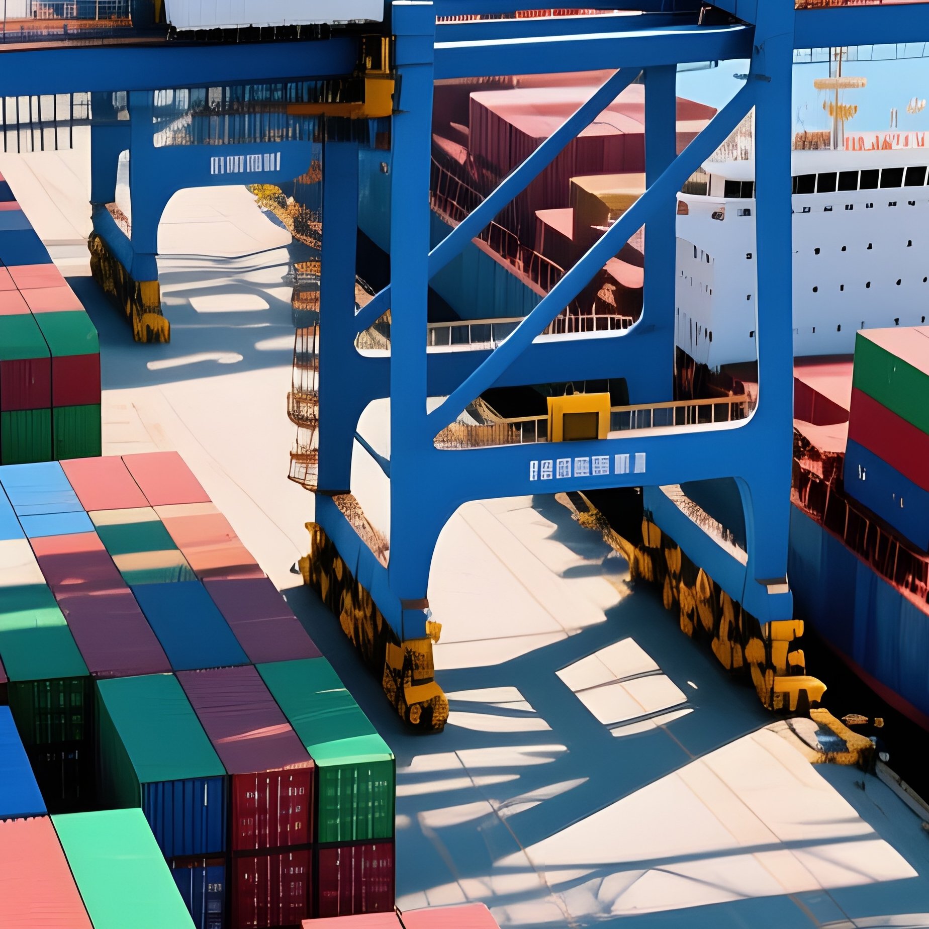 Container Port Day Aerial Drone Shot - Full Resolution Quality Preview