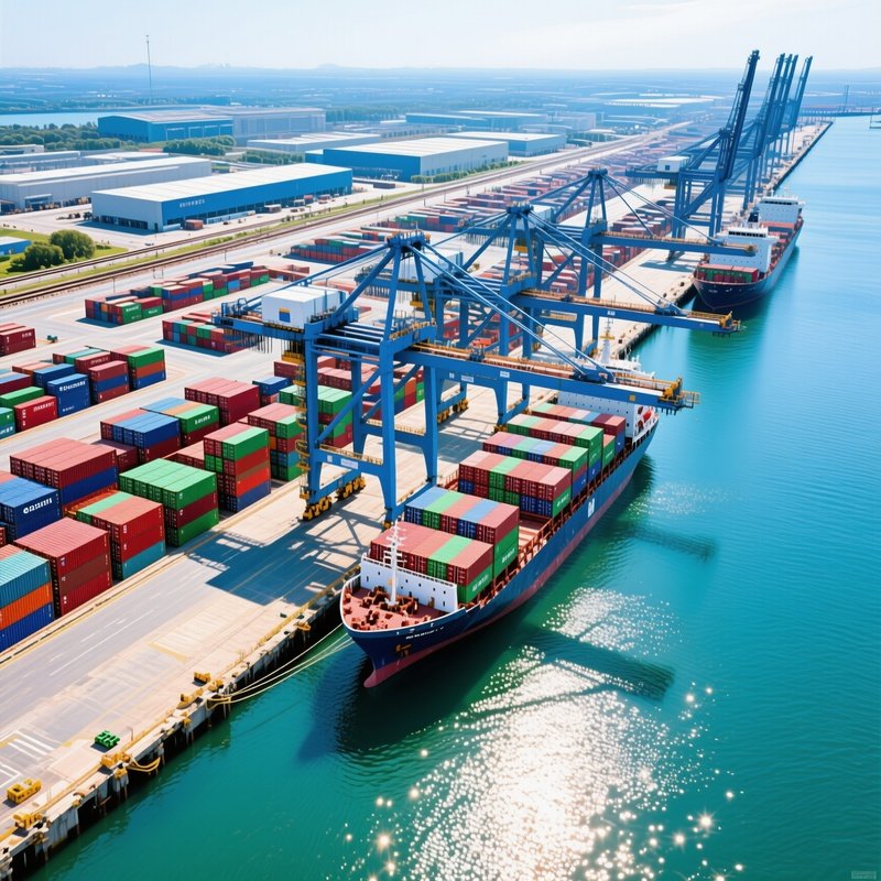 Container Port Day Aerial Drone Shot