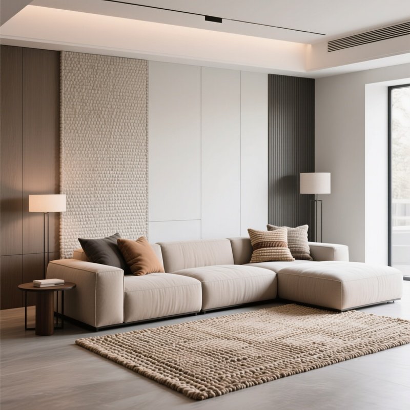 Contemporary Living Room Modular Sofa Textured Decor