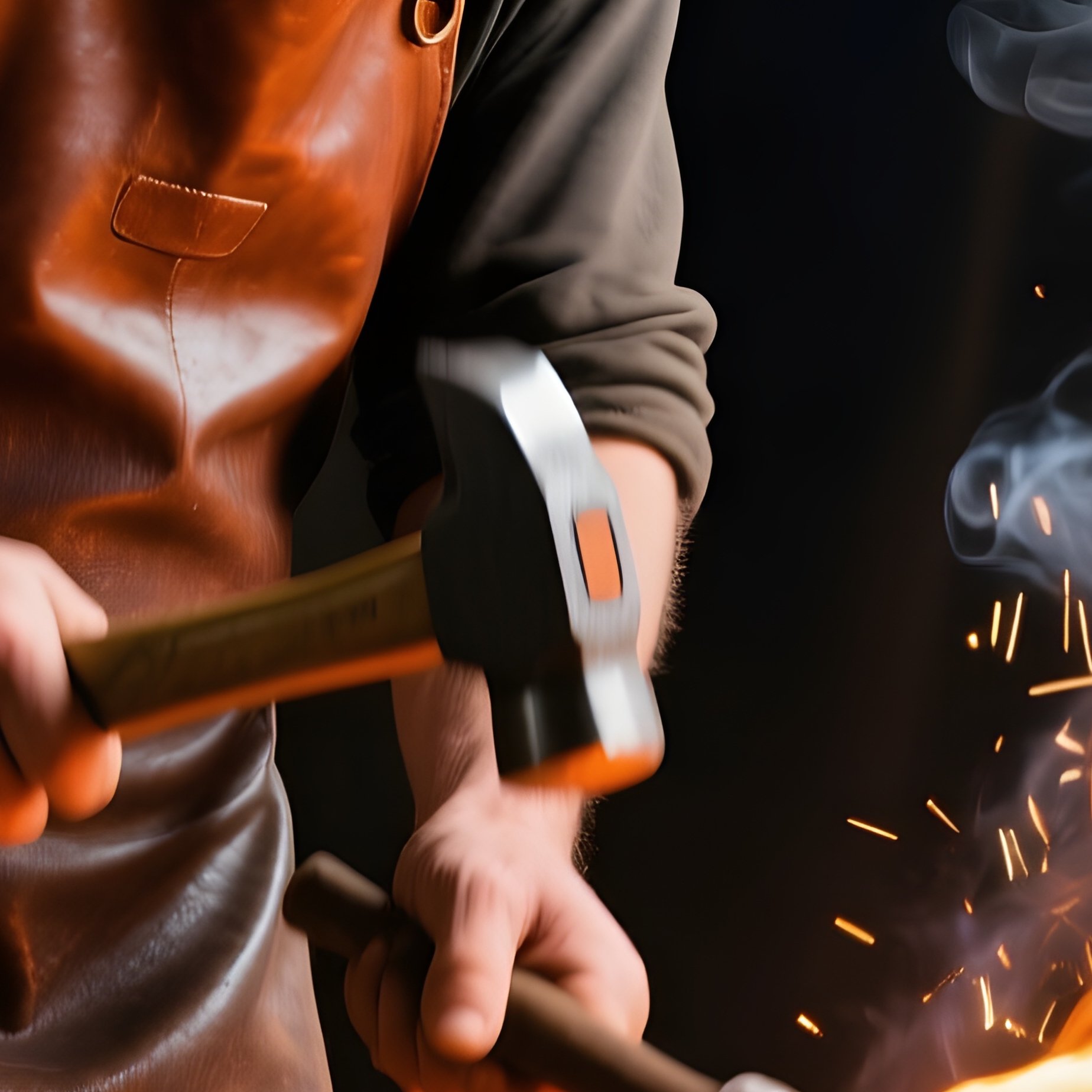 Cooper Hammering Iron Hoops Around Bent Wooden Staves To Make A Wine Barrel Fire Burning In Center To Bend The Wood - Full Resolution Quality Preview