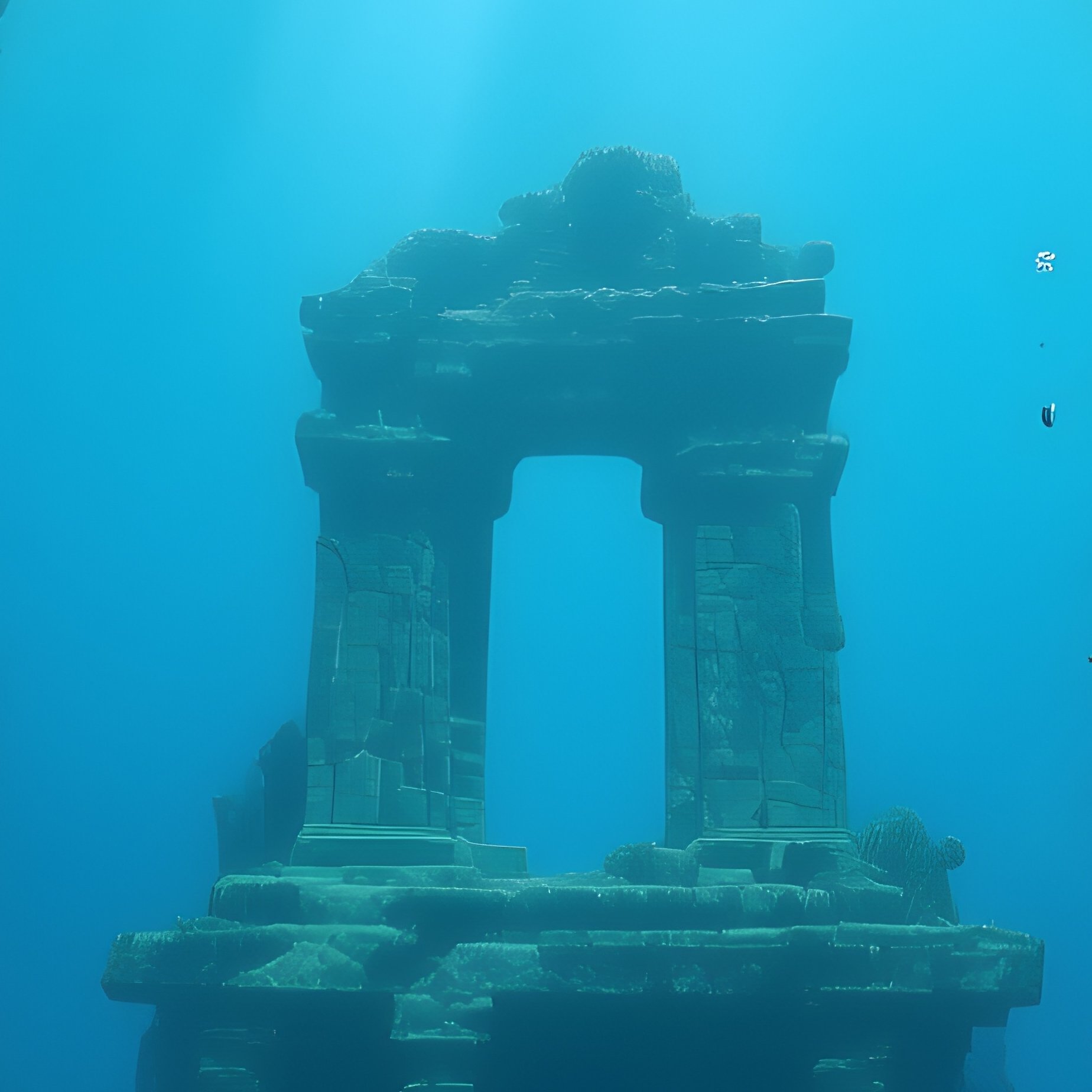 Coral Canyon With Ancient Ruins Inside Underwater Image - Full Resolution Quality Preview