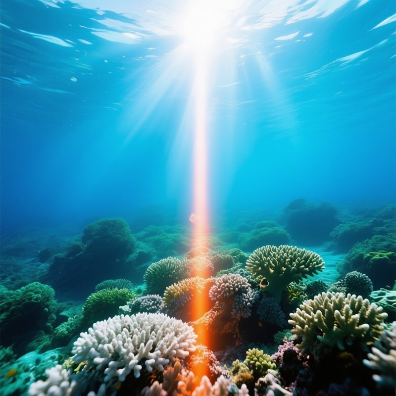 Coral Reef Split By Sunlight Underwater