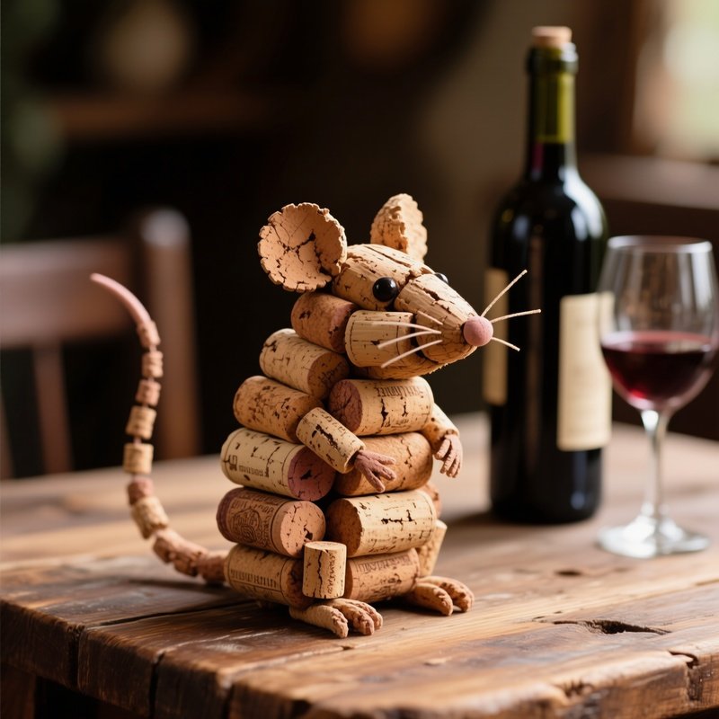 Cork Mouse Made Of Wine Bottle Cork Material