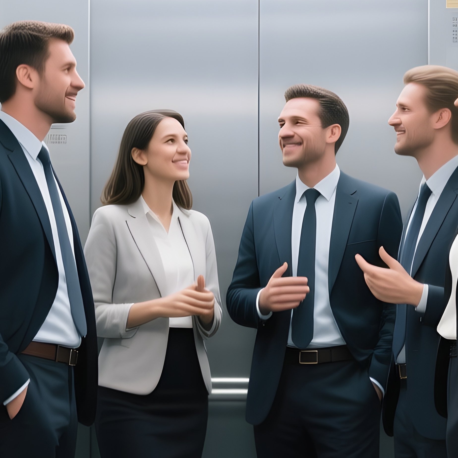 Corporate Team In Elevator - Full Resolution Quality Preview