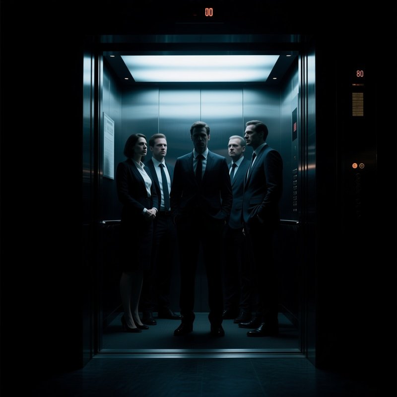 Corporate Team In Elevator Mood