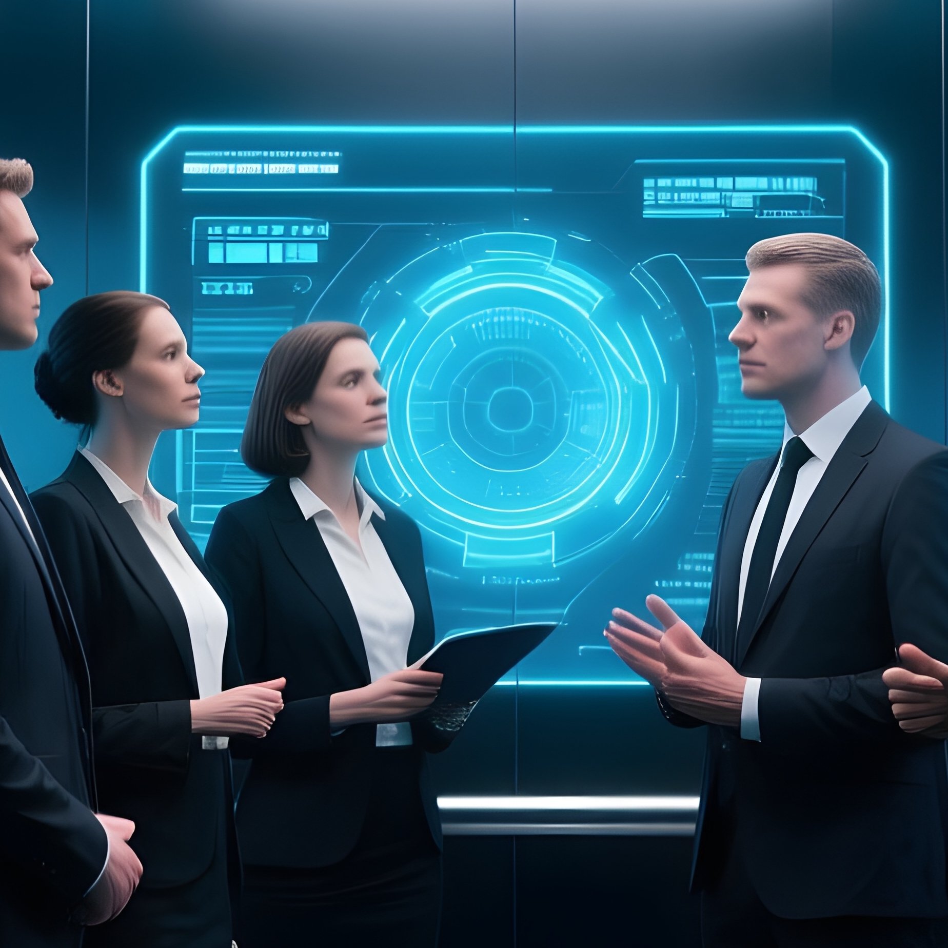 Corporate Team In Elevator Scenario - Full Resolution Quality Preview