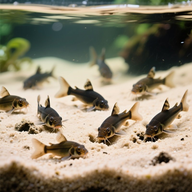 Corydoras Catfish Sifting Through Sandy Substrate