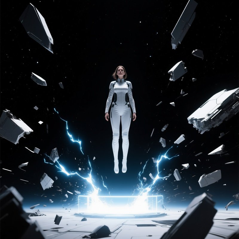 Cosmic Defender Floating Against Starfield