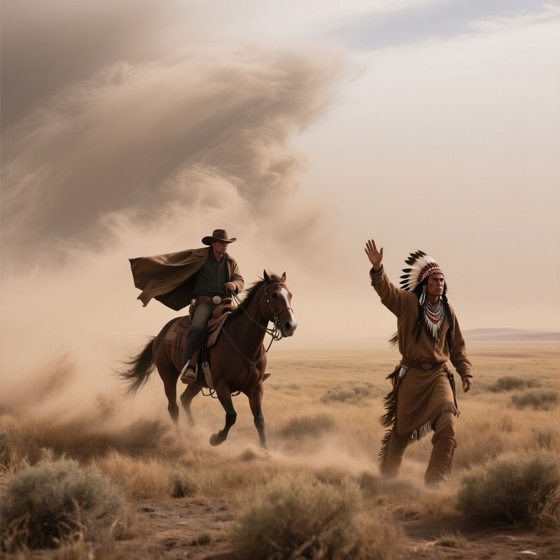 Cowboy Apache Dust Storm Prairie