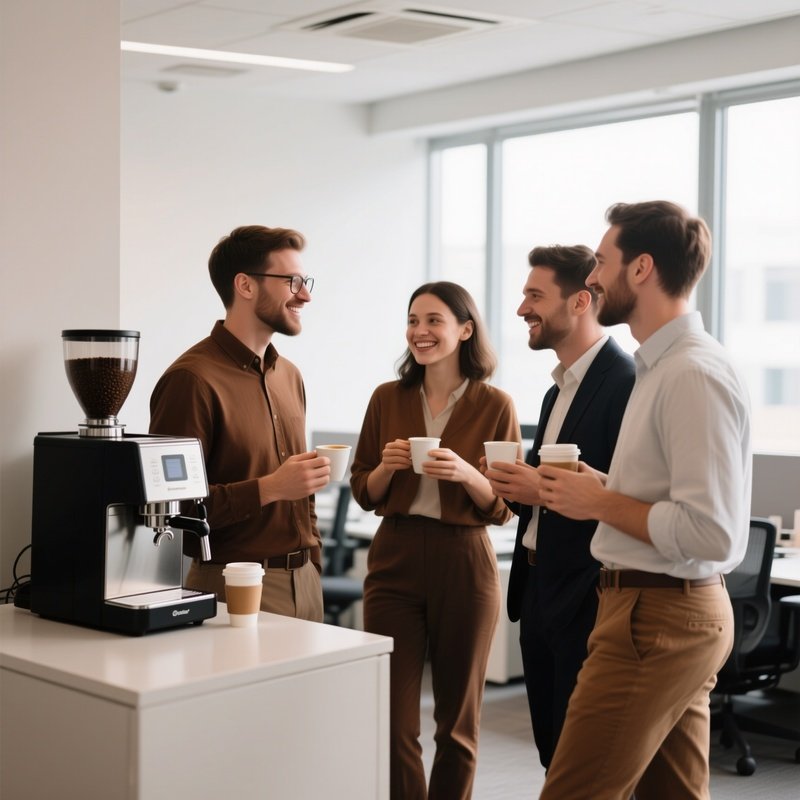 Coworkers At Coffee Machine Meeting