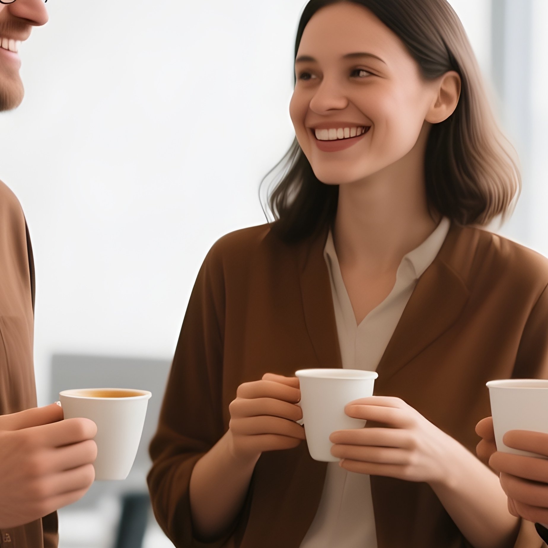 Coworkers At Coffee Machine Meeting - Full Resolution Quality Preview