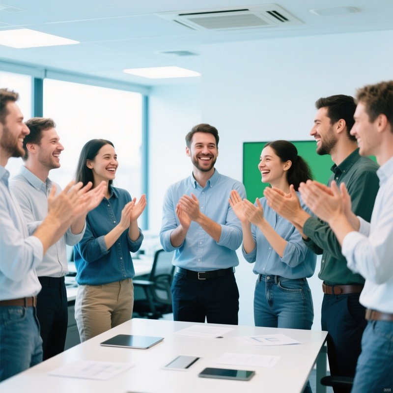 Coworkers Clapping After Meeting