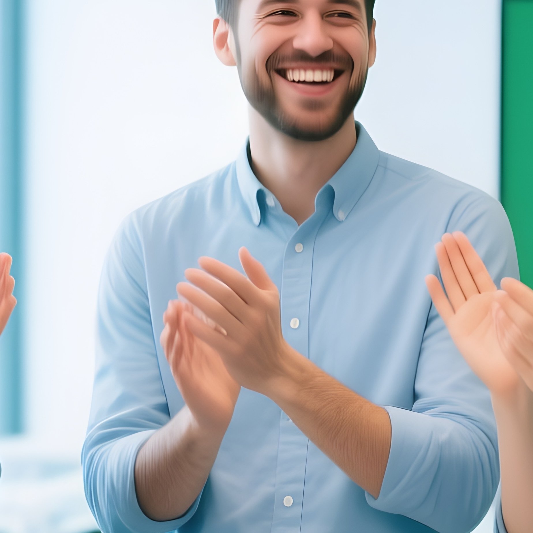 Coworkers Clapping After Meeting - Full Resolution Quality Preview