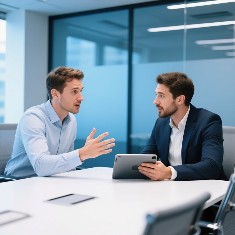 Coworkers Discussing Marketing Plan Conference Room