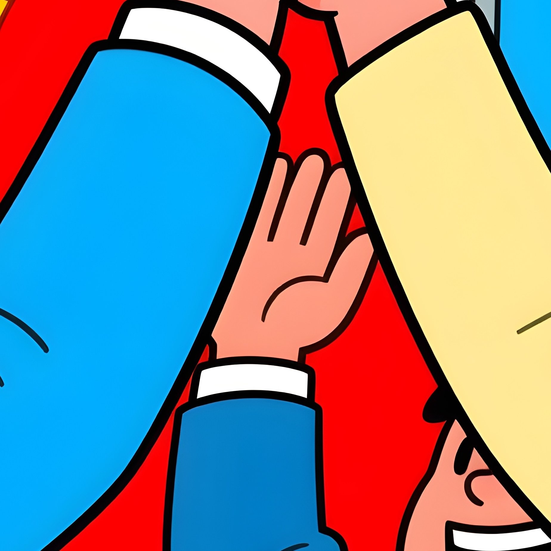 Coworkers High Fiving Success In Comic - Full Resolution Quality Preview