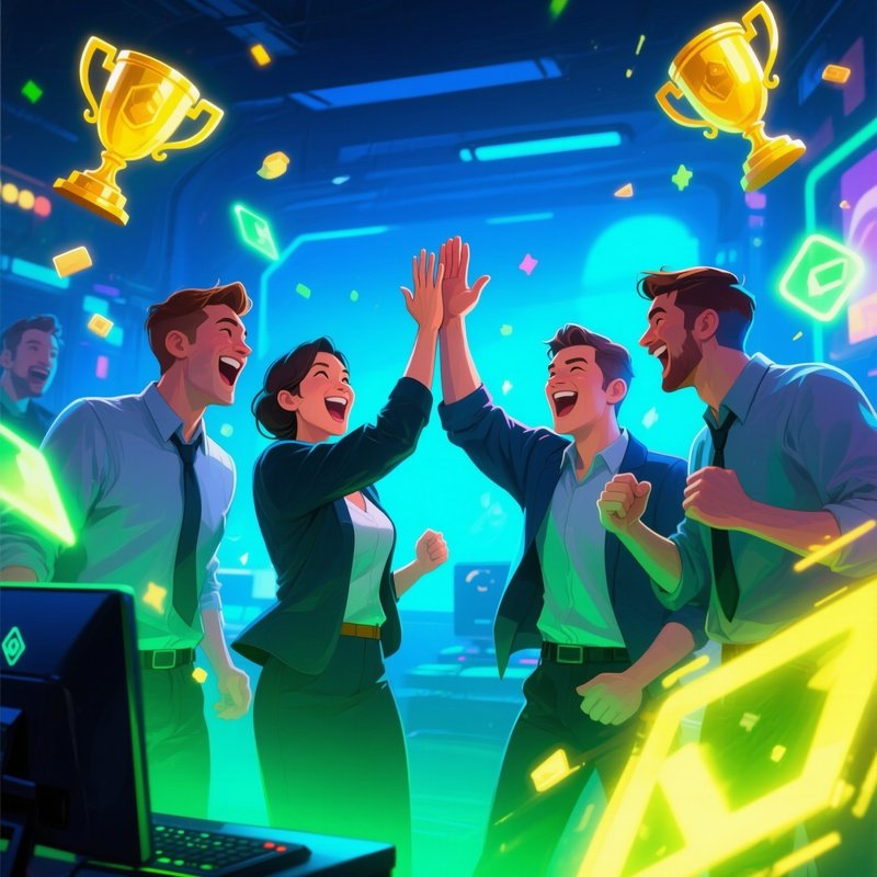 Coworkers_High_Fiving_Success_In_Video_Game
