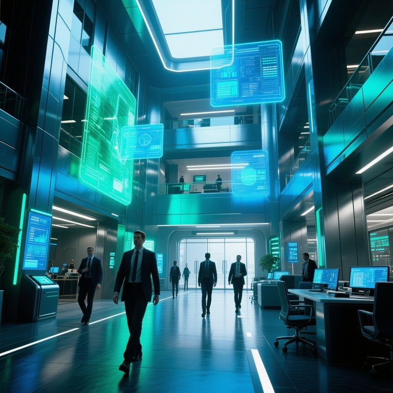 Coworkers Walking Through Lobby Science Fiction