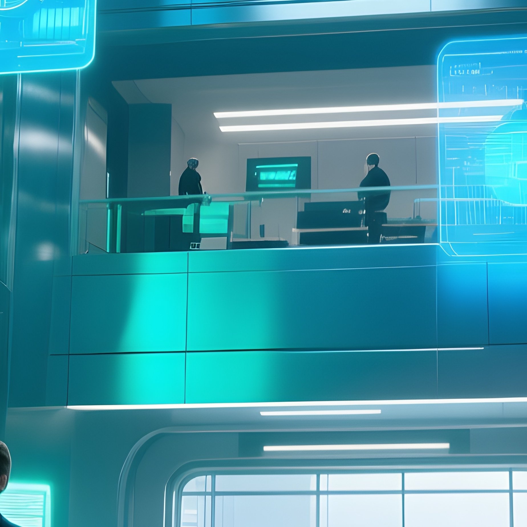 Coworkers Walking Through Lobby Science Fiction - Full Resolution Quality Preview