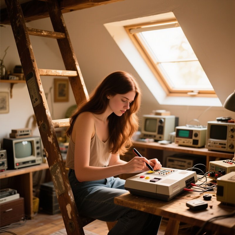 Cozy Attic Studio Vintage Tech