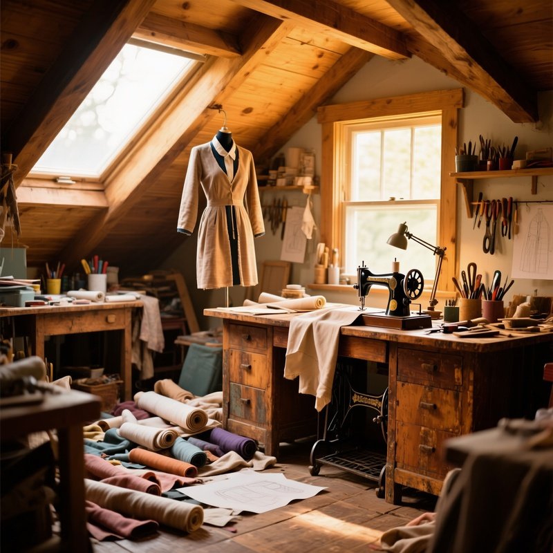 Cozy Attic Workshop Late Afternoon Sun