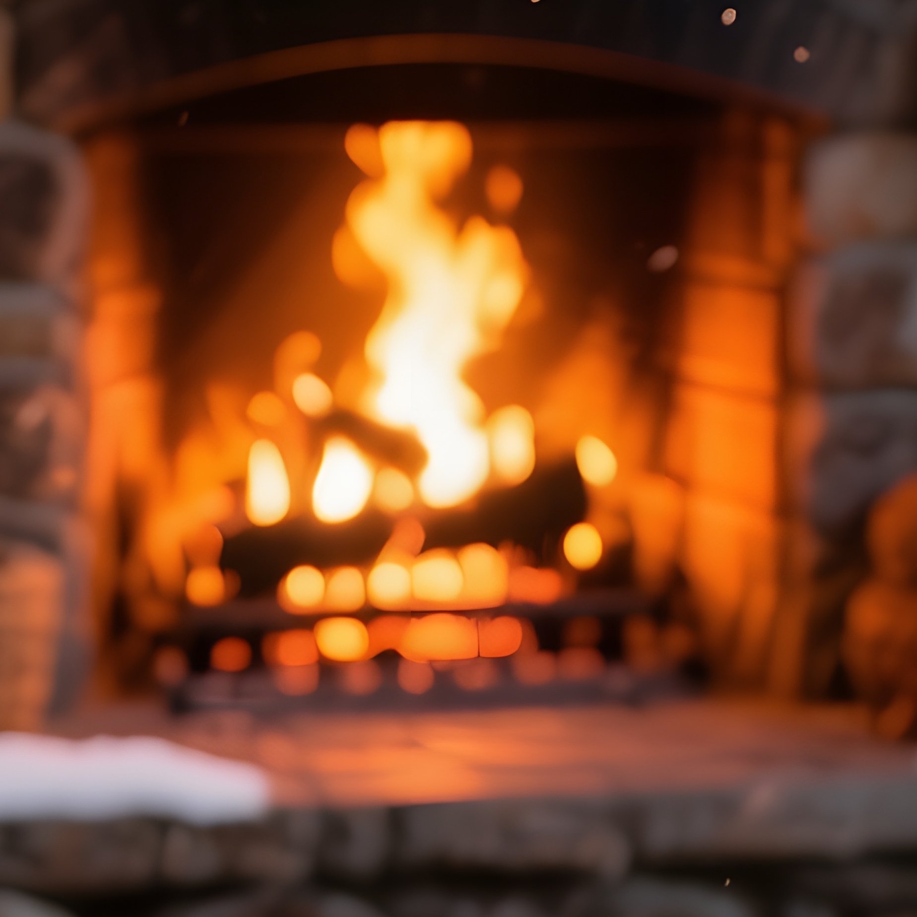 Cozy Cabin Interior During Snowstorm Fireplace Ribs Cider - Full Resolution Quality Preview