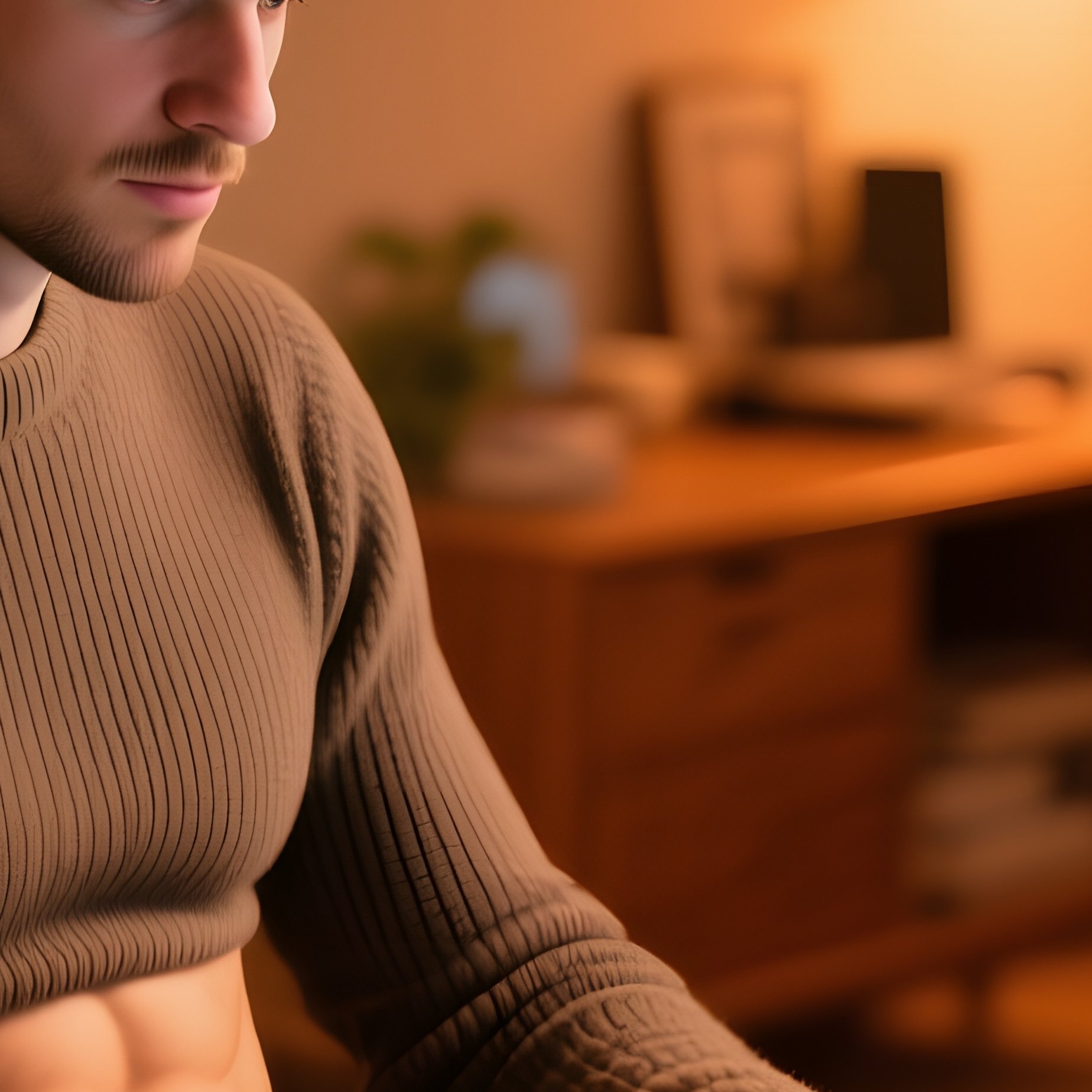 Cozy Home Office With Programmer And Cat - Full Resolution Quality Preview