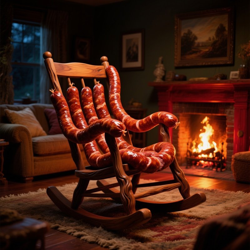 Cozy Living Room Fireplace Rocking Chair Pork Sausage